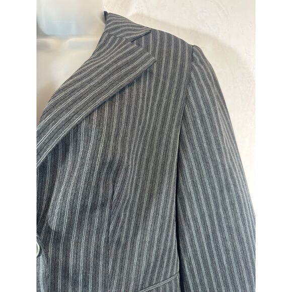 NEW Atelier Blazer Size 10 Gray Heather Pinstripe Button Front LS $240 Women A10 - Picture 2 of 9